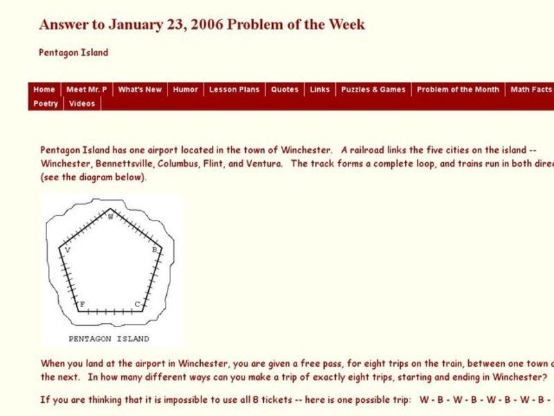 Pentagon Island Worksheet