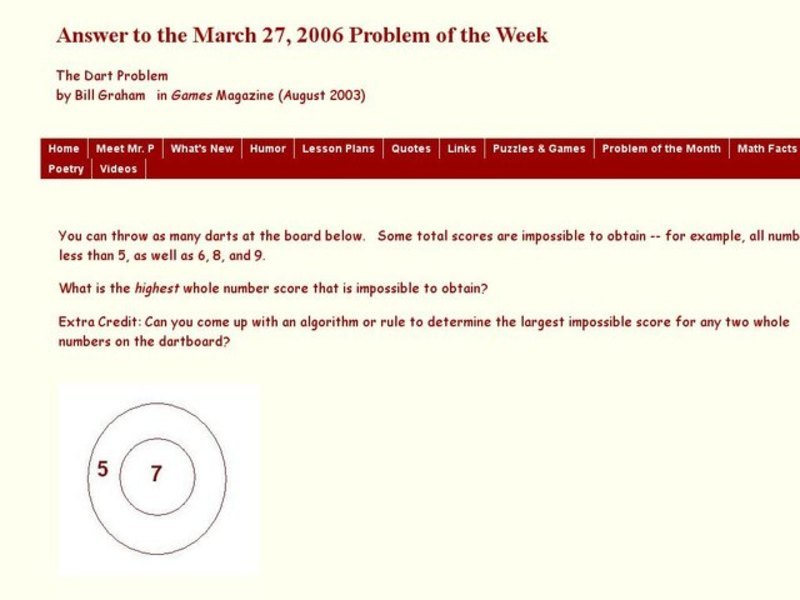 The Dart Problem Worksheet