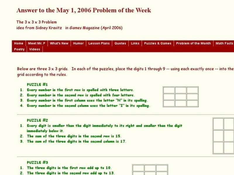 The 3x3x3 Problem Worksheet
