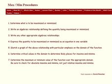 Seven Step Max/Min Procedure Worksheet