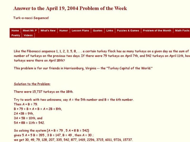 Turk-o-nacci Sequence Worksheet