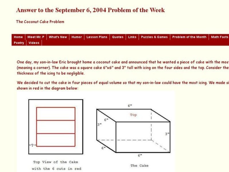 The Coconut Cake Problem Lesson Plan