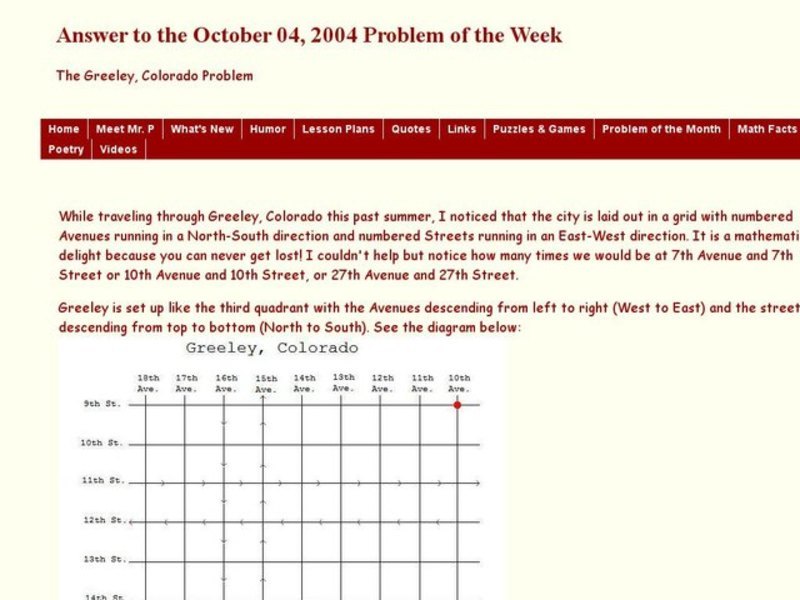 The Greeley, Colorado Problem Worksheet