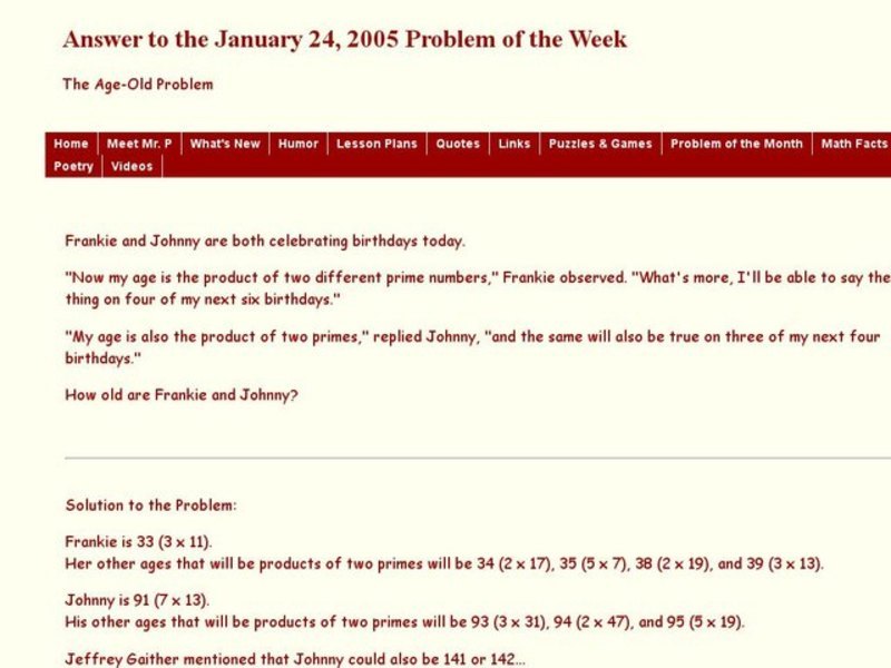 The Age-Old Problem Worksheet