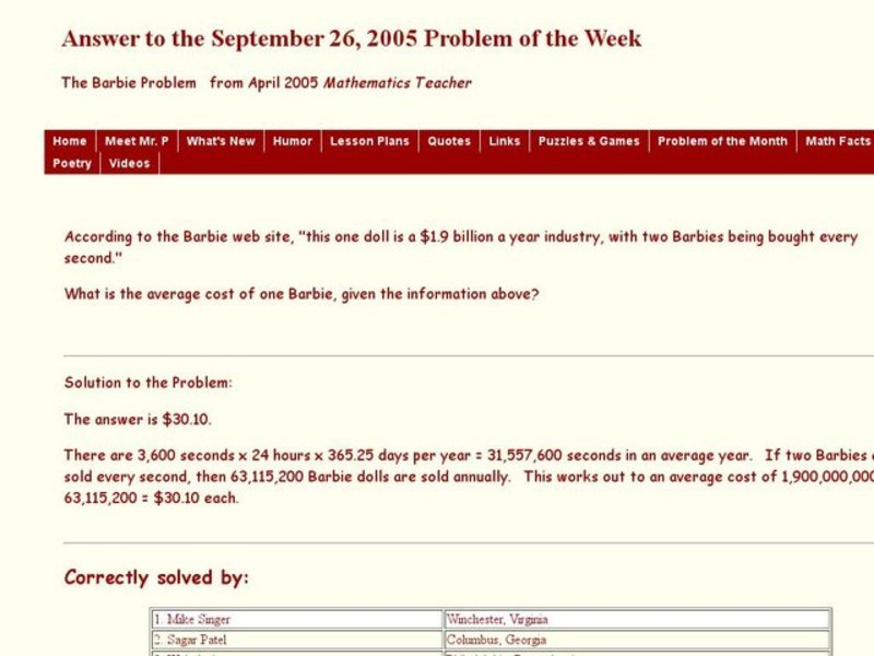 The Barbie Problem Worksheet