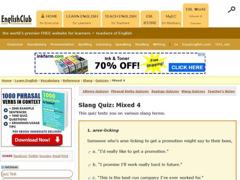 Slang Quiz: Mixed 4 Interactive