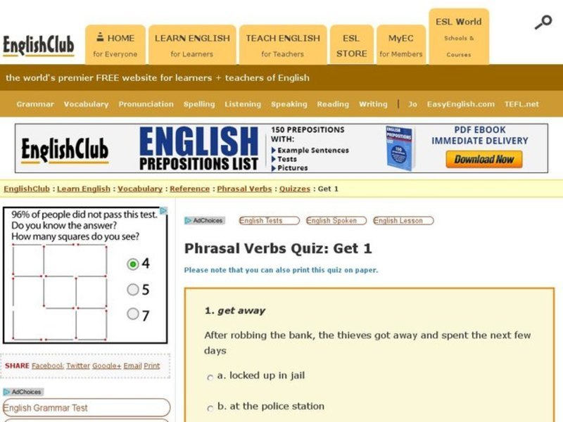 Phrasal Verbs Quiz: Get 1 Interactive