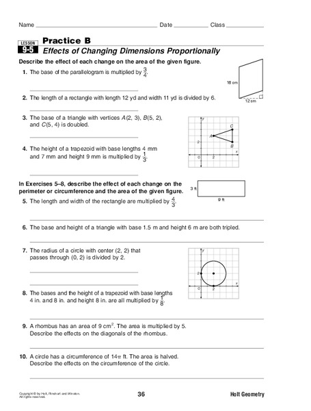 Effects of Changing Dimensions Proportionally  Worksheet