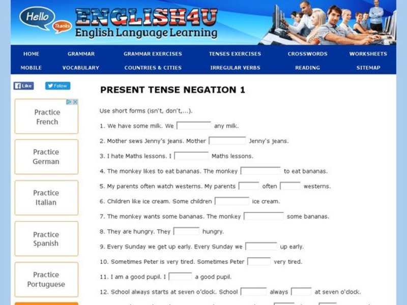 Present Tense Negation Interactive