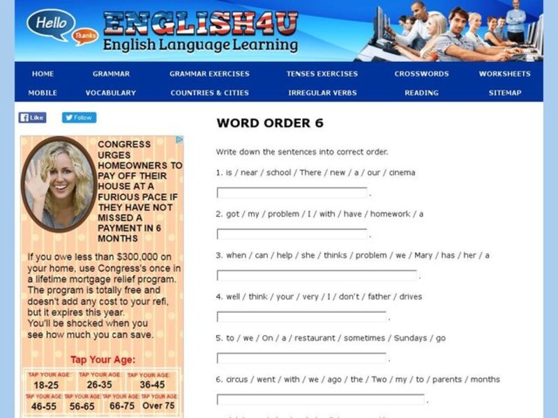 Word Order:  Creating Sentences Interactive