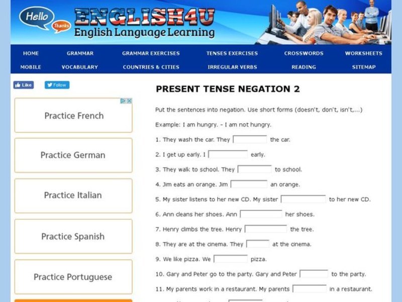 Present Tense - Negation Lesson Plan