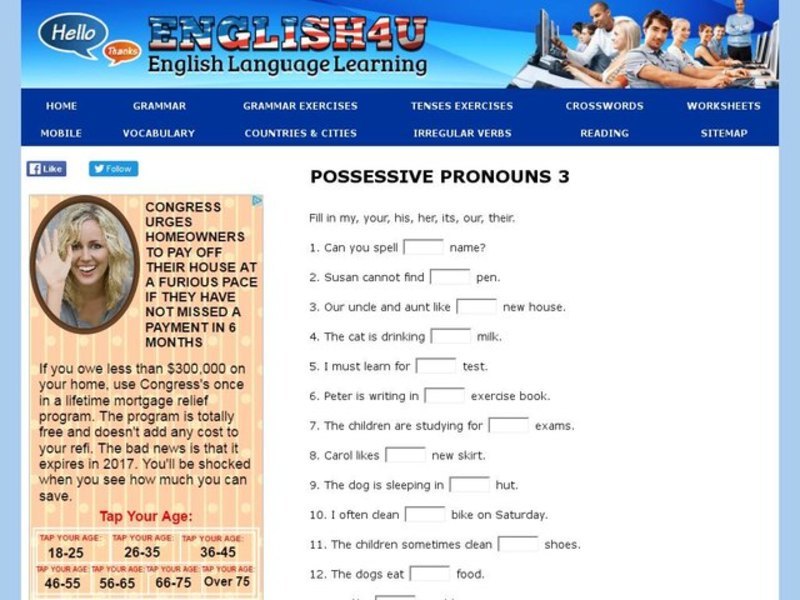 Pronouns Showing Possession Interactive