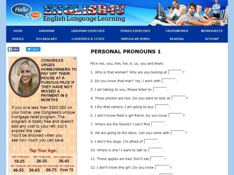 Personal Pronouns 3 Interactive
