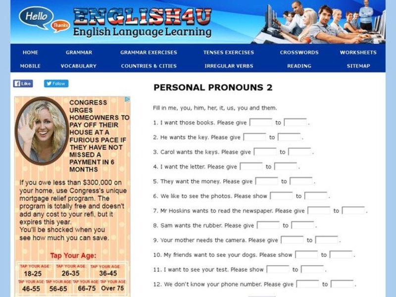 Personal Pronouns 2 Interactive