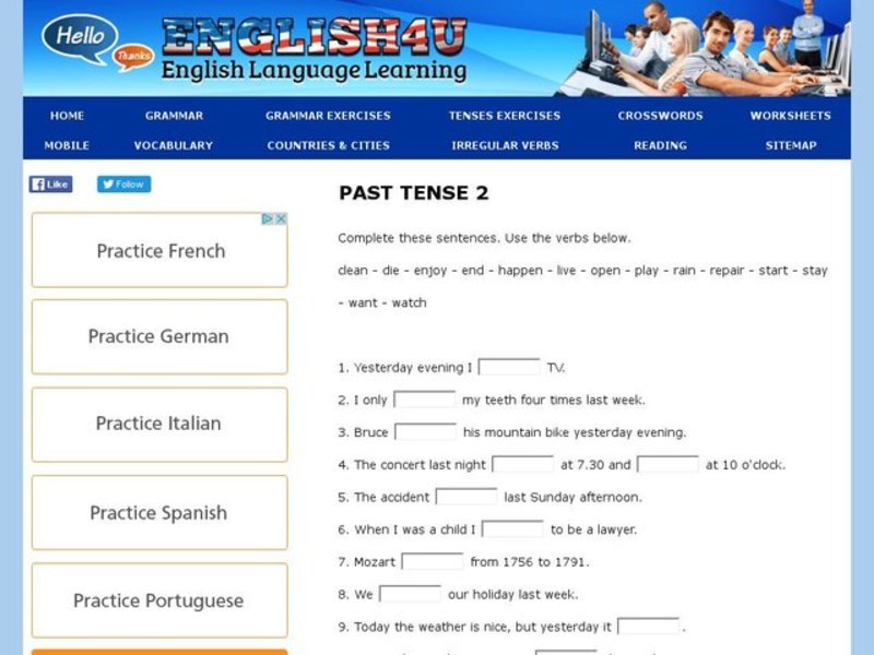 Past Tense 2 Interactive