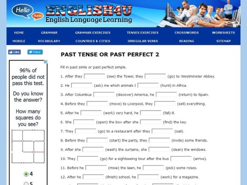 Past Simple or Past Perfect 2 Interactive