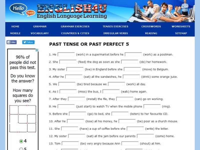 Past Perfect or Past Tense Interactive