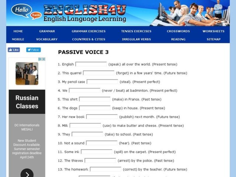Using the Passive Voice Interactive