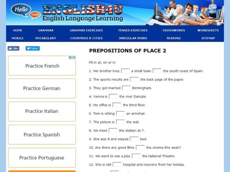 Prepositions of Place #2 Interactive