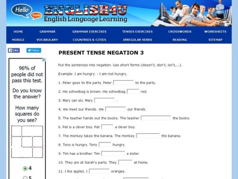 Present Tense - Negation 3 Interactive