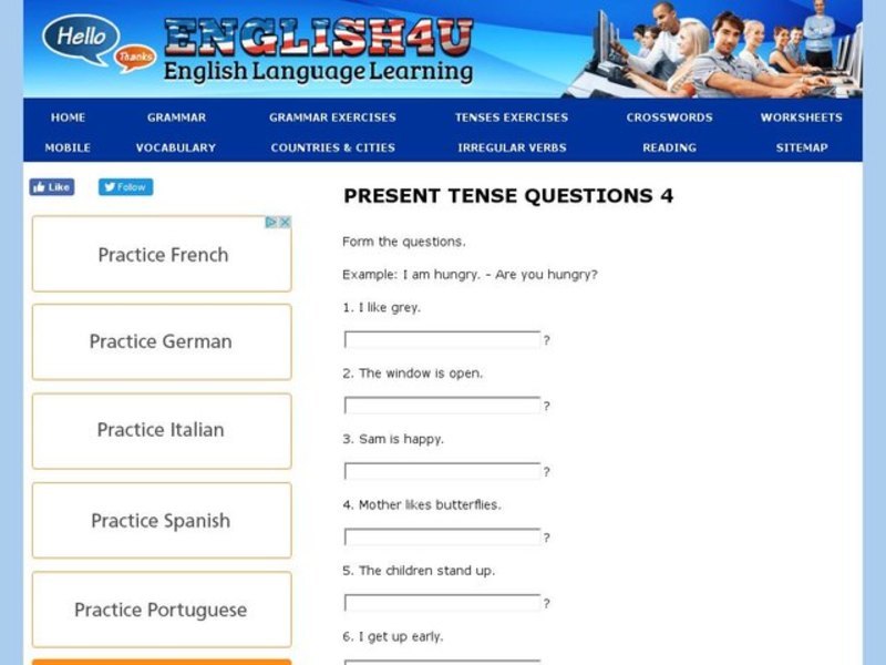 Present Tense - Questions 4 Interactive