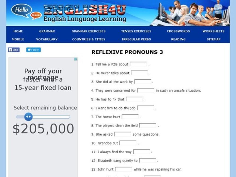 Reflexive Pronouns 3 Interactive