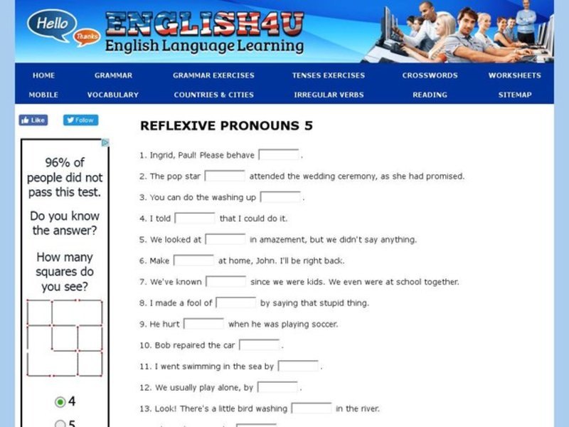 Reflexive Pronouns 5 Interactive
