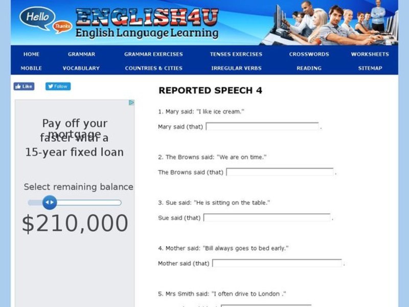 Reported Speech 4 Interactive