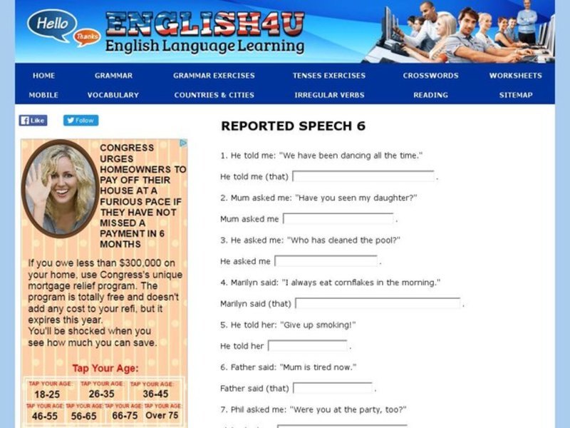 Reported Speech 6 Interactive