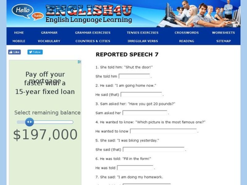 Reported Speech 7 Interactive