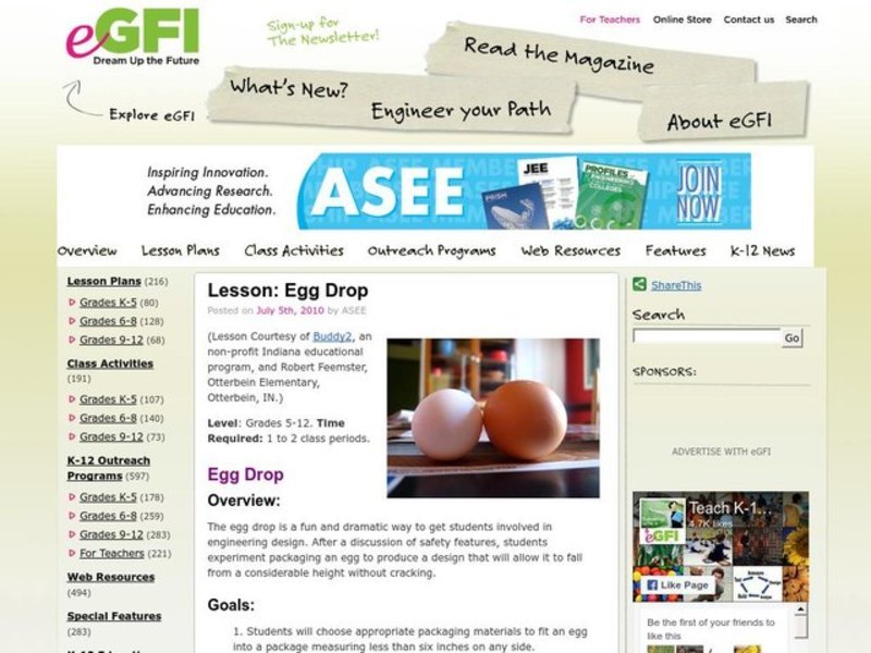 Egg Drop Lesson Plan