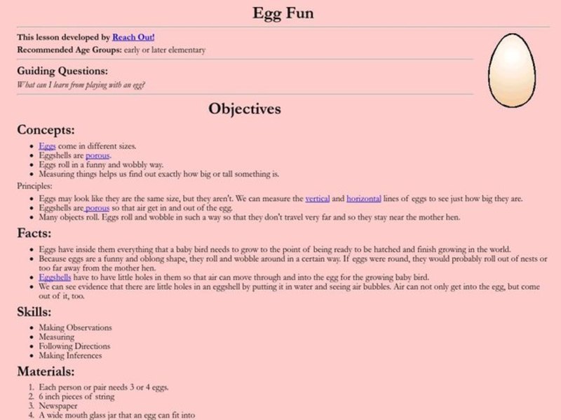 Egg Fun Lesson Plan