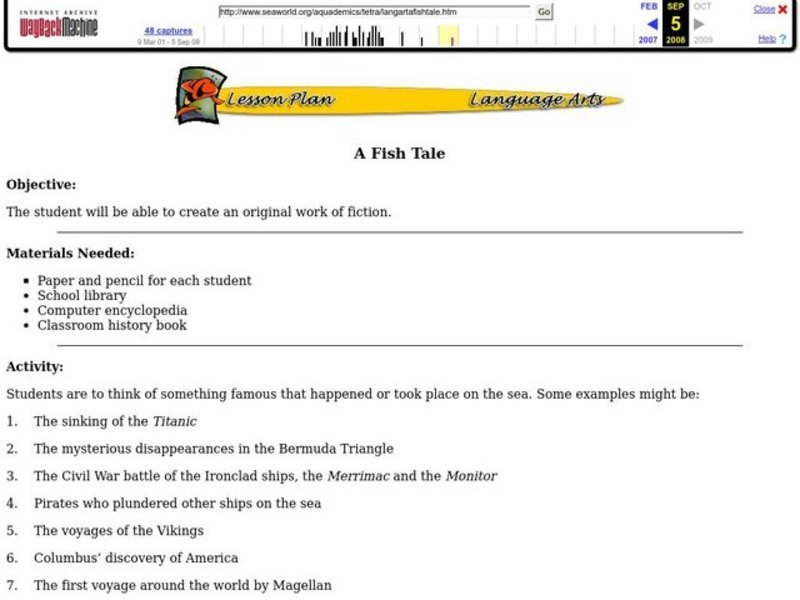 A Fish Tale Lesson Plan