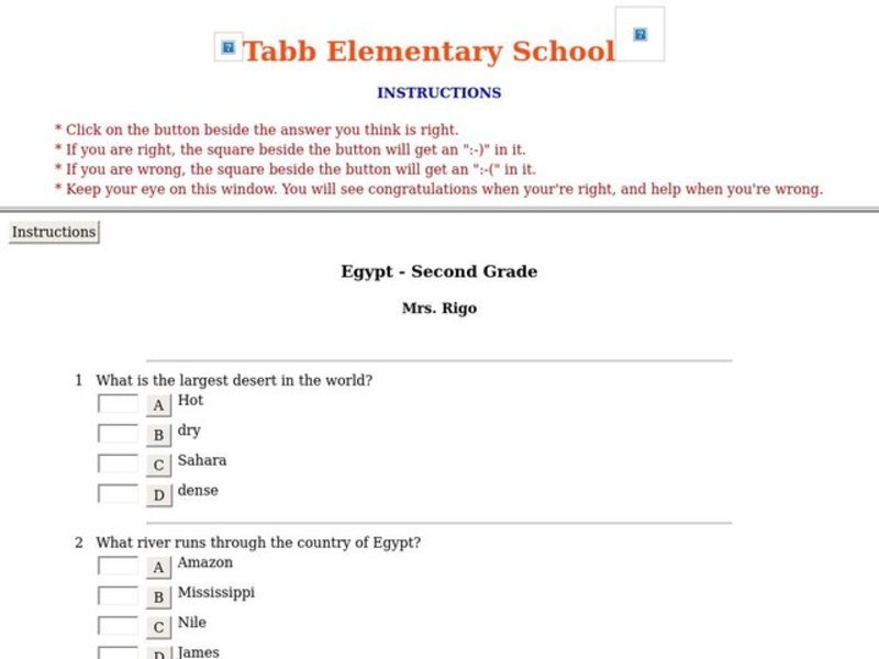 Egypt Worksheet