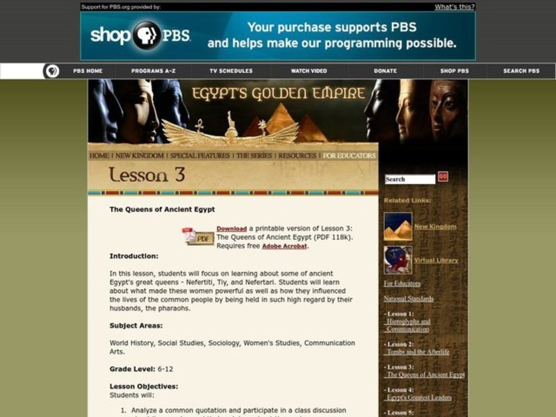 Egypt's Golden Empire Lesson Plan