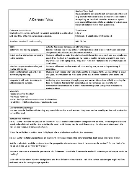 A Different View Lesson Plan