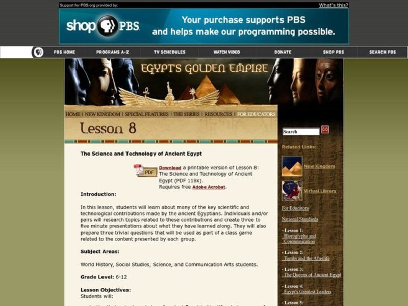Egypt's golden Empire Lesson Plan