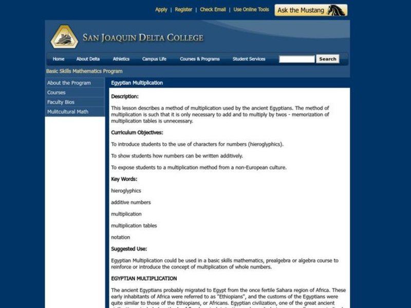 Egyptian Multiplication Lesson Plan