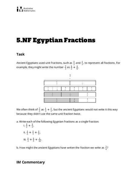 Egyptian Fractions Lesson Plan