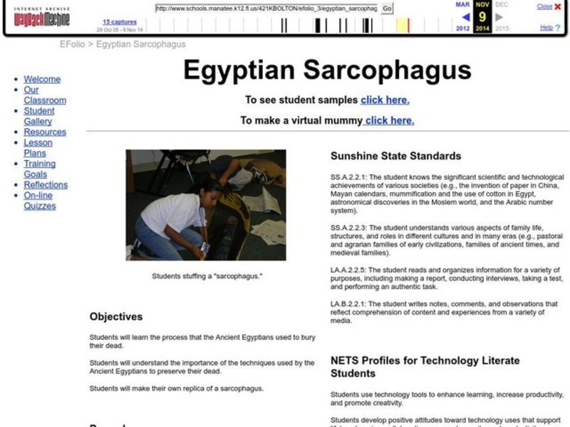 Egyptian Sarcophagus Lesson Plan