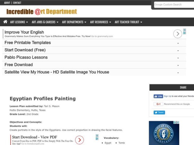 Egyptian Profile Portraits Lesson Plan