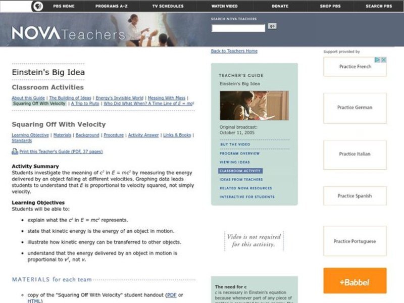 Einstein's Big Idea Lesson Plan