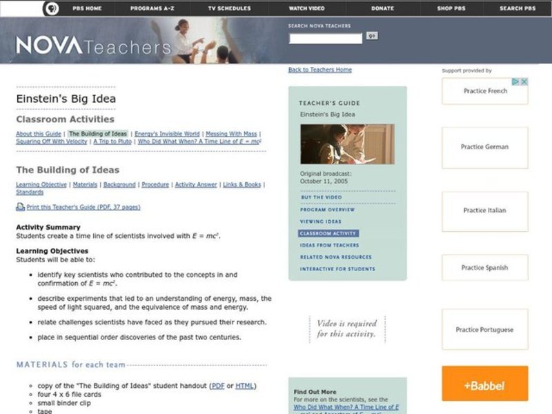 Einstein's Big Idea Lesson Plan