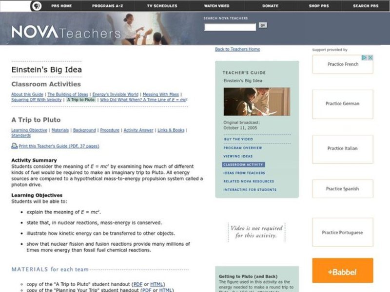 Einstein's Big Idea Lesson Plan