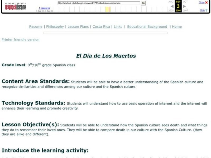 El Dia de Los Muertos  Lesson Plan