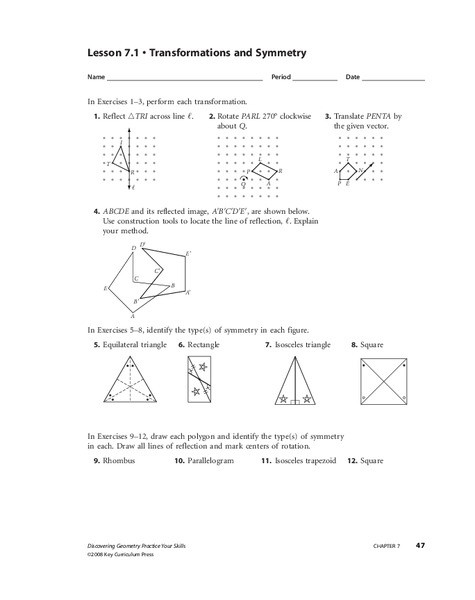Geometry Practice: Transformations, Isometries, and Tessellations Worksheet