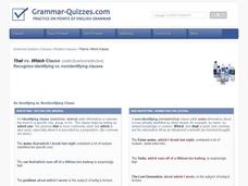 Adjective Clauses Using That and Which Interactive