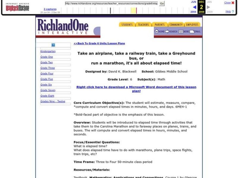 Elapsed Time Lesson Plan