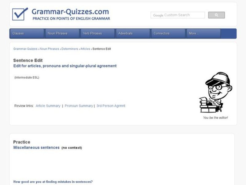Editing for articles, pronouns, and singular plural agreement Interactive