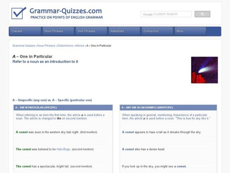 A - specific: referring to one in particular Interactive